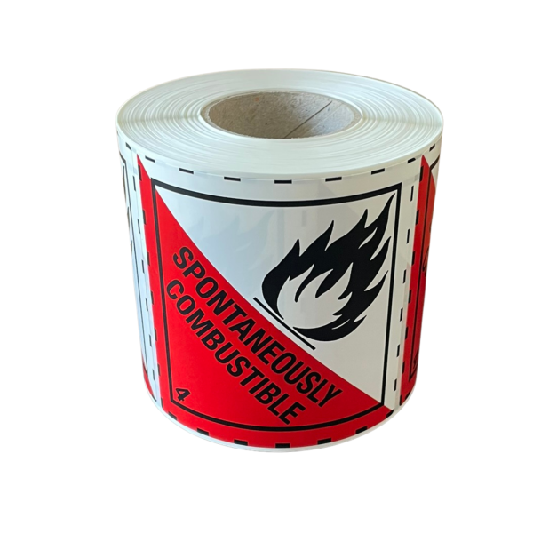 Hazard Label Class 4.2, 100x100 mm, PE-Folie, SPONTANEOUSLY COMBUSTIBLE